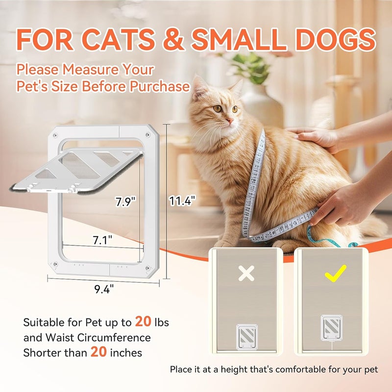 LIBBEPET Cat Door for Screen Door, Lockable Cat Screen Door for Cats & Small Dogs Up to 20 lbs, Magnetic Flap Opening 7 x 9 inches, Equipped with Interactive Cat Toy & Installation Tools, White - Image 4